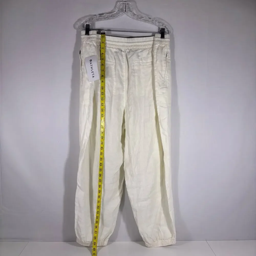 NWT Athleta White Linen Joggers Size 22 T6